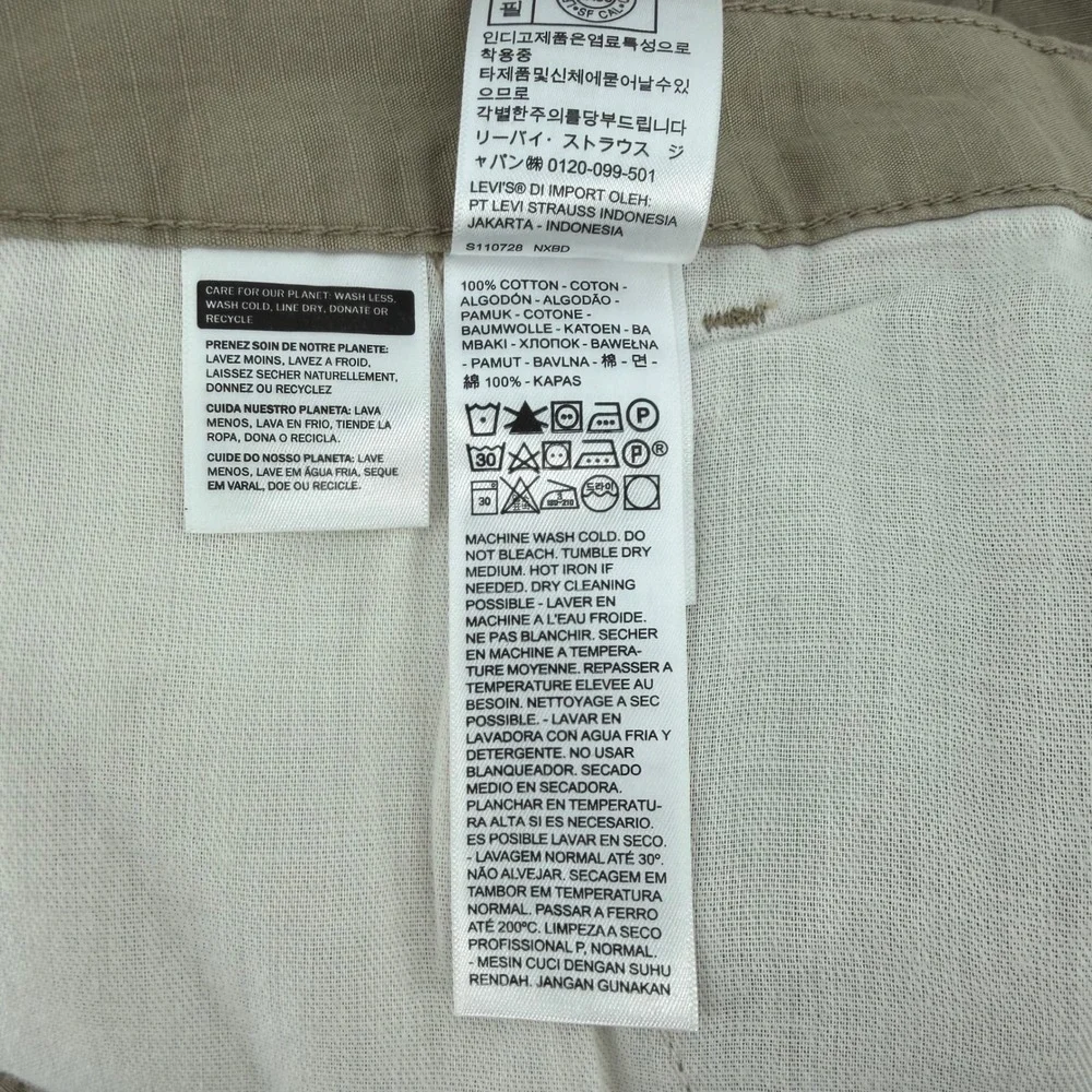 Levi's Cargo Shorts Mens 54‎ Khaki Tan Ripstop Cotton Utility Relaxed Fit NEW